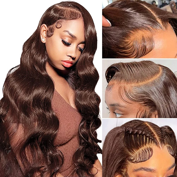 brown color body wave wig